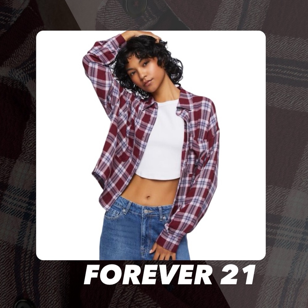 EUC Forever 21 Plaid Button Front Shirt